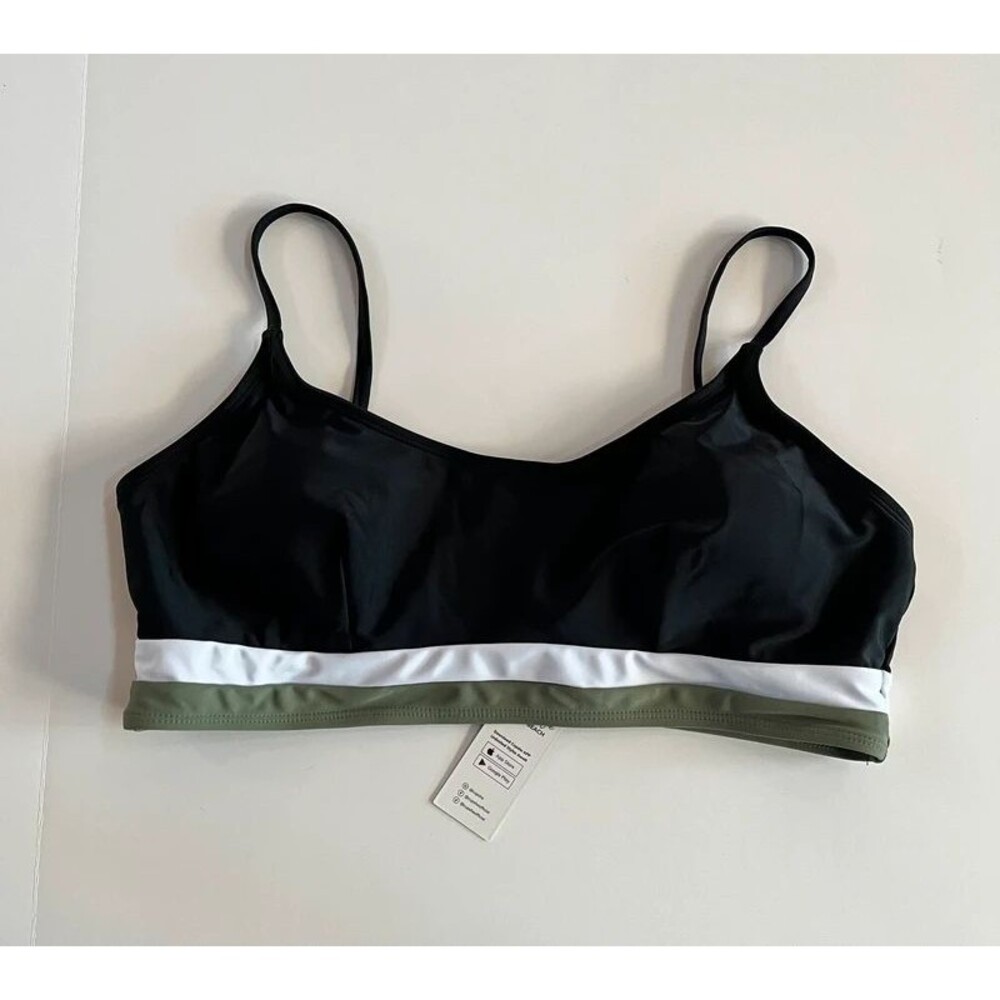 NWT Cupshe Swimsuit Bikini Top Size XL Black Green White